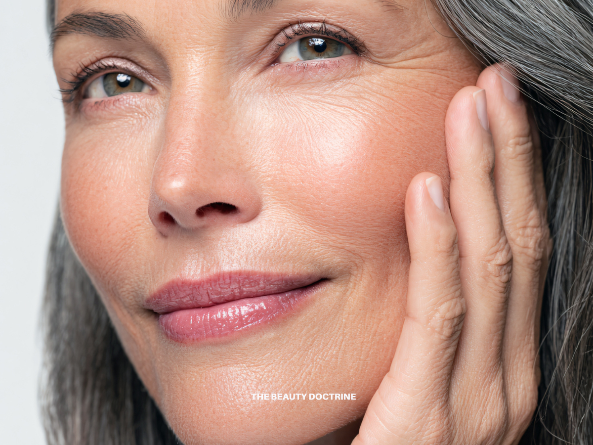 Close-up of skin showing signs of inflammation and premature aging, illustrating the concept of inflammaging