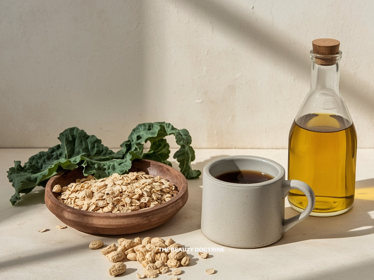 Inflammatory foods that accelerate skin aging including processed oils, dairy, and refined sugars