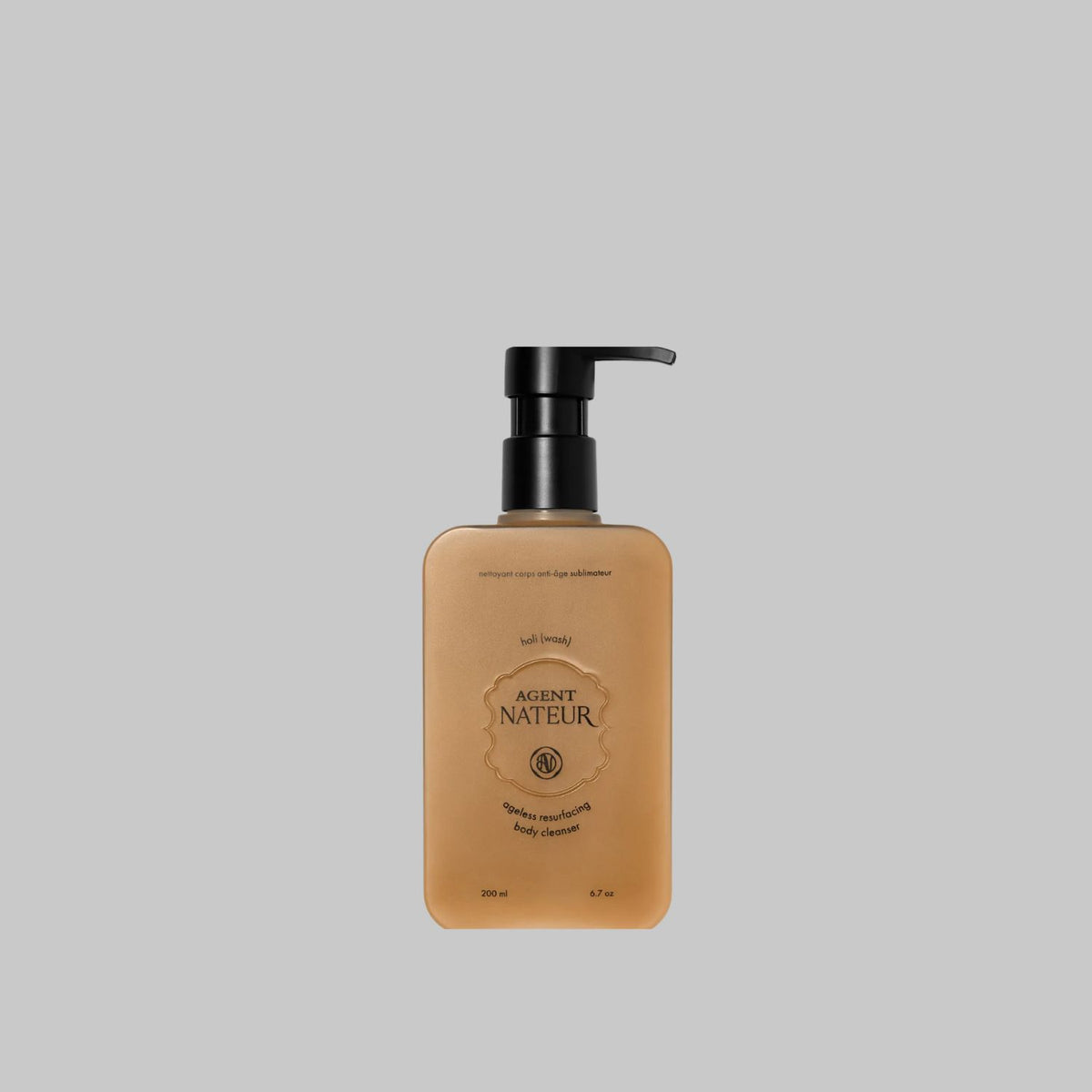 Agent Nateur Holi Wash Ageless Resurfacing Body Cleanser, 200 ml amber bottle with black pump