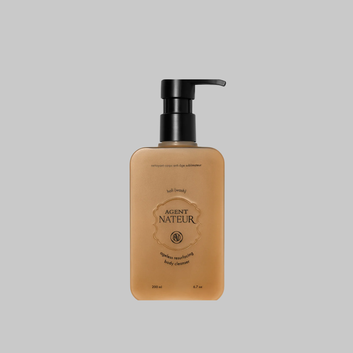 Agent Nateur Holi Wash Ageless Resurfacing Body Cleanser, 200 ml amber bottle with black pump