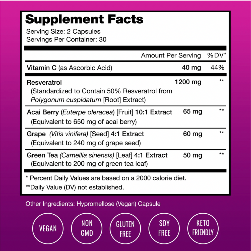 
                  
                    Nutra Champs Resveratrol - Suplement Facts - The Beauty Doctrine
                  
                